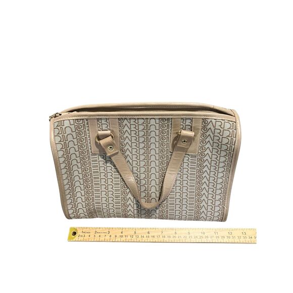 Pierre Cardin Vintage Monogram Satchel Bag Beige Brown Logo Print Tote - Picture 5 of 10